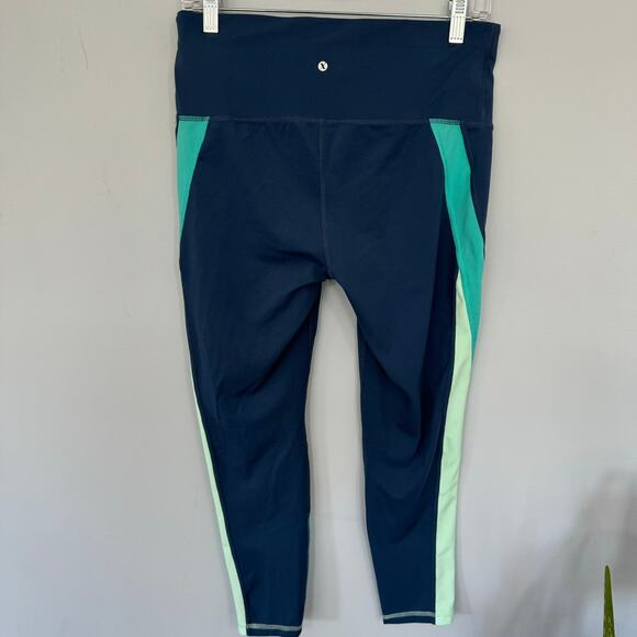 Xersion Move 7/8 Ankle Leggings High Rise Size Large Blue Activewear - Picture 4 of 7